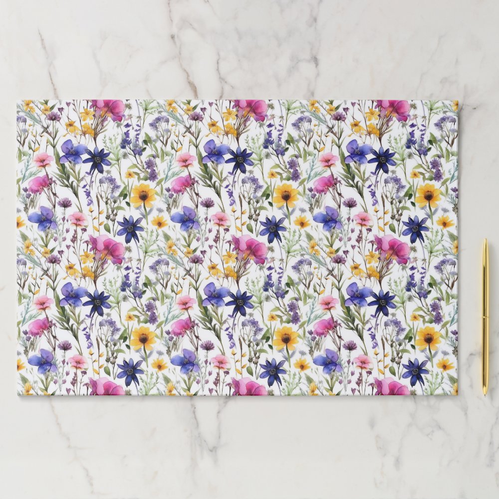 Wildflowers Paper Placemats, Garden Floral Mats