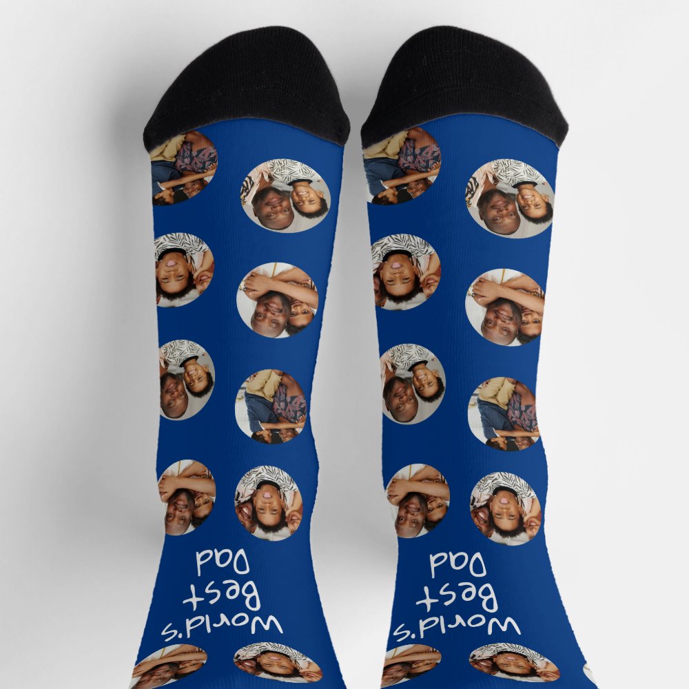 4 Photo Collage Worlds Best Dad Socks