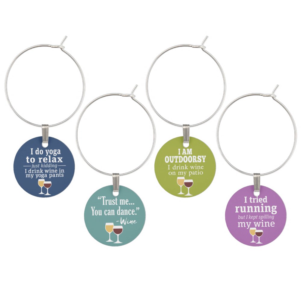 Funny Wine Quotes - Drinking Humor Glass Charm