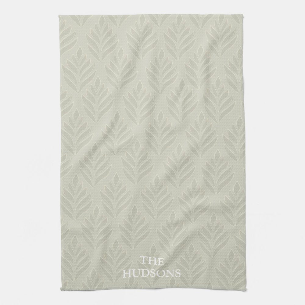 Timeless Elegant Olive Green Botanical Custom Kitchen Towel