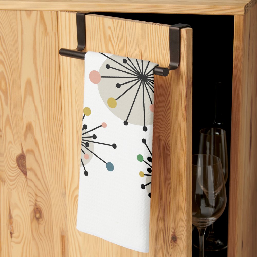 Cute Atomic Starburst Retro Mid Century Modern Kitchen Towel