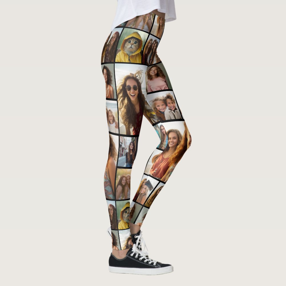 Create a Custom Photo Collage with 14 Photos Leggings