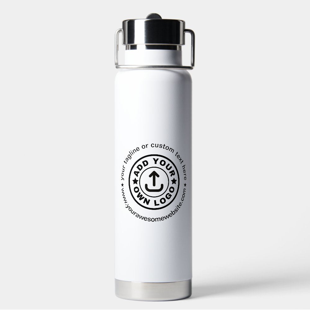 Simple Custom Company Business Logo Website Text  Water Bottle