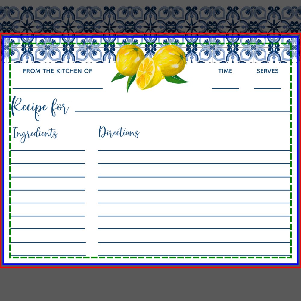 Lemon Italian Blue Tile Bridal Shower Recipe Card