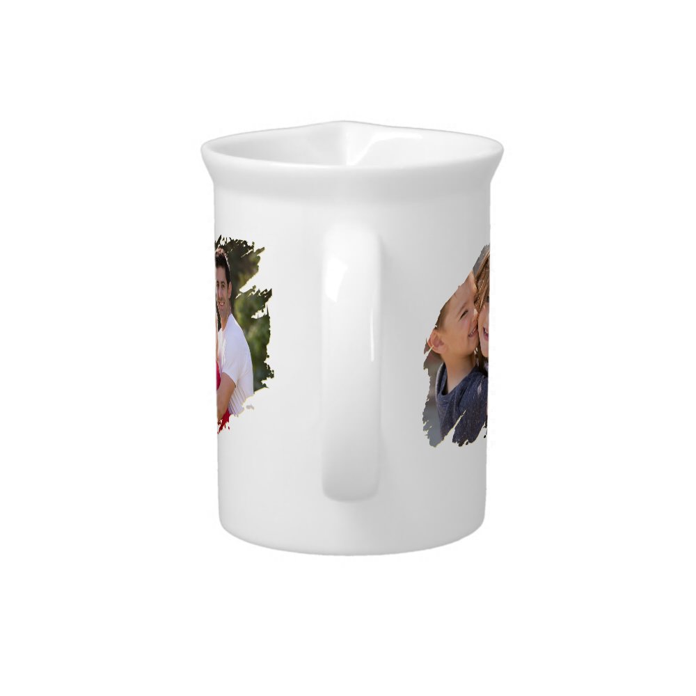 Create Custom Personalized 3 Photo Text Monogram Beverage Pitcher