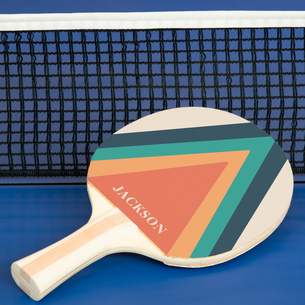 Cool Stylish Retro Stripes Personalized Ping Pong Paddle