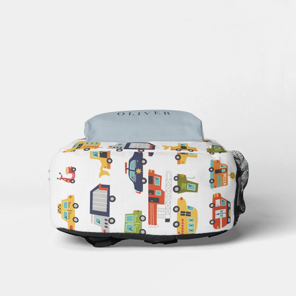 Transportation City Cars & Trucks Boy Printed Backpack