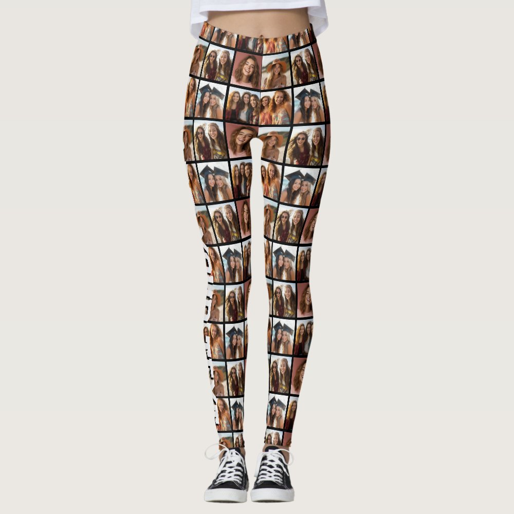 Create a Custom Photo Collage - 6 Photos - Text Leggings