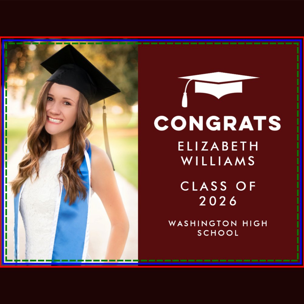 Maroon Congrats Single Photo Graduation Yard Sign