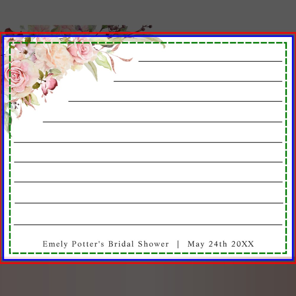 Pink, Rose Gold Floral Bridal Shower Recipe Card