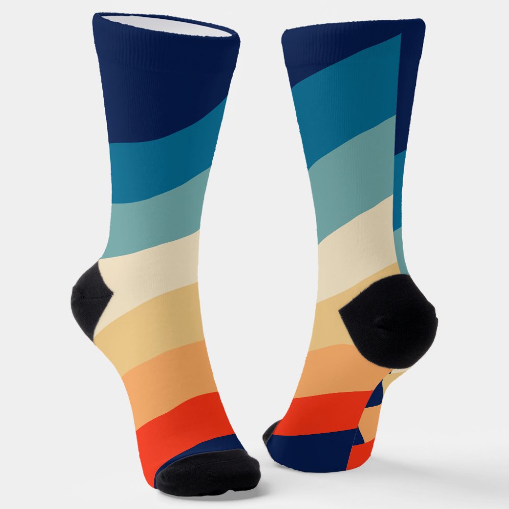Retro 70s Stripes Personalized name  Socks