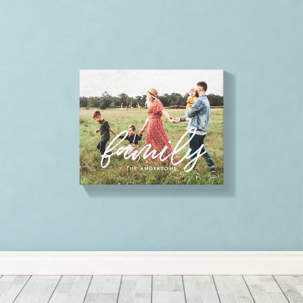 Family Modern typography overlay photo Canvas Print