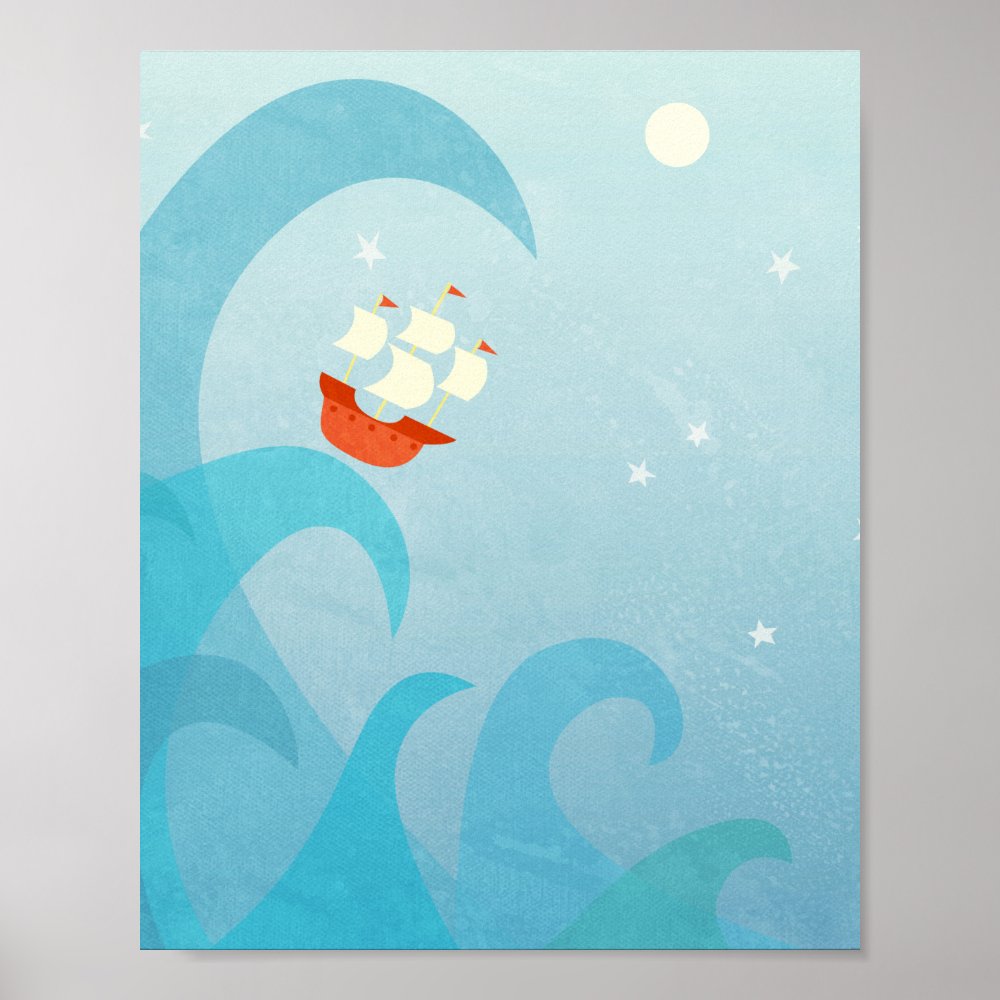 Nautical Sailing Boat Art Poster