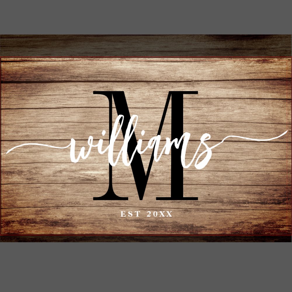 Rustic Custom Family Name Barn Farmhouse Monogram Serving Tray