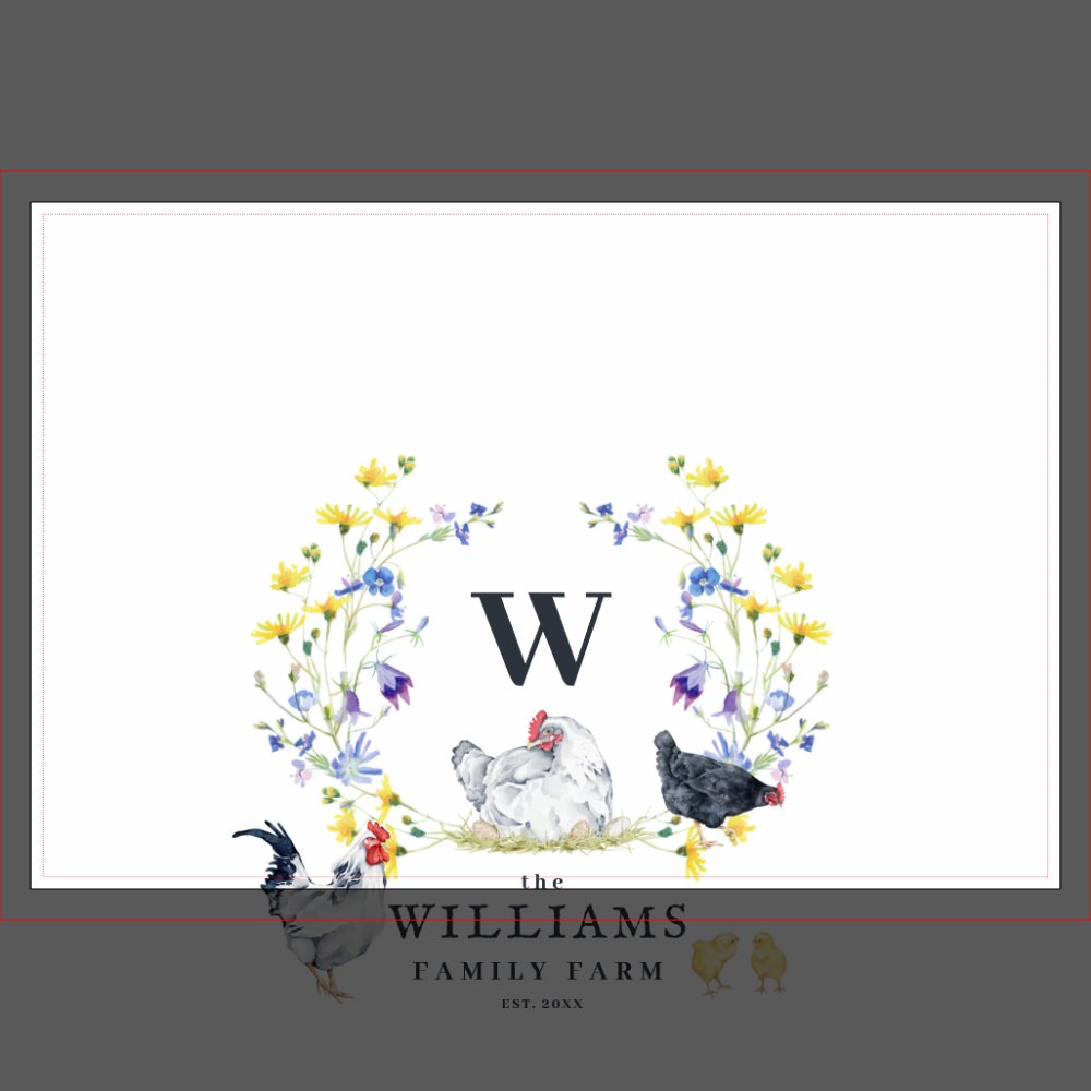 Rustic Farmhouse Chicken | Family Name Monogram  Kitchen Towel