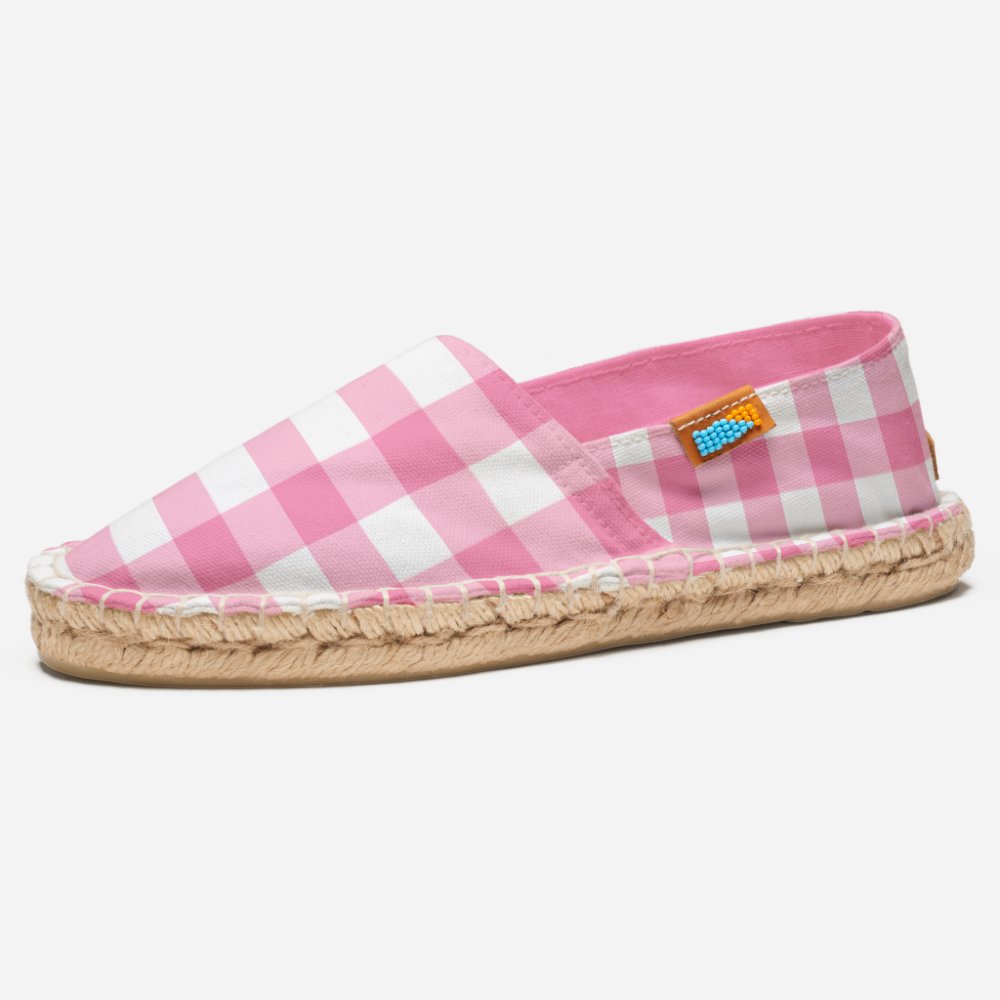 Girly Pink Gingham Pattern Espadrilles