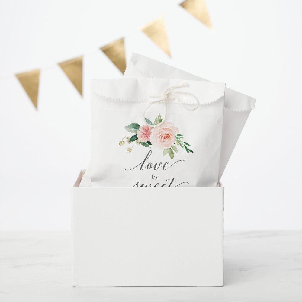 Wedding Favor Bag Love is Sweet Blushing Blooms