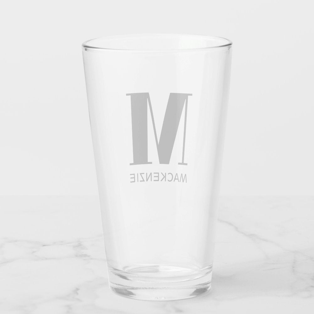 Monogram Name Simple Beer Glass