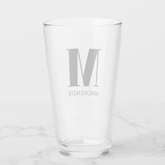 Monogram Name Simple Beer Glass
