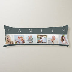 FAMILY Photo Collage 6 Picture Slate Grey Body Pillow