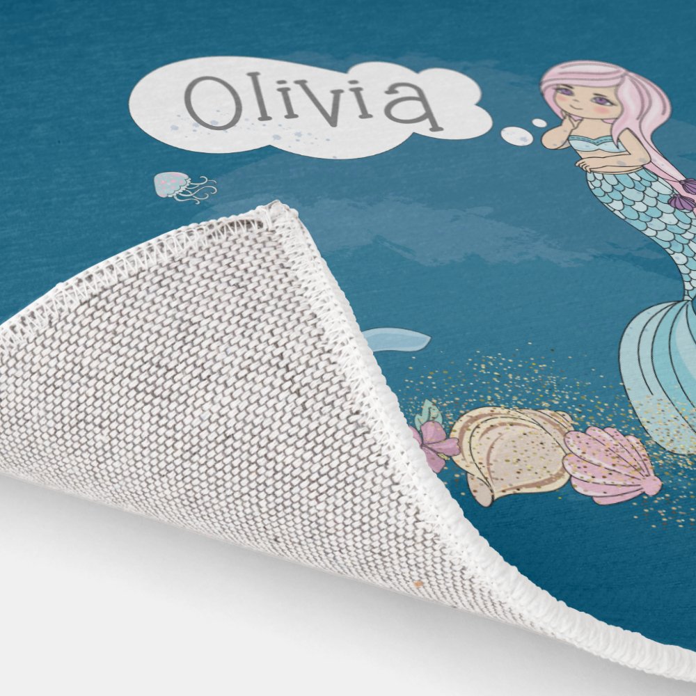 Under the Sea Sweet Mermaid Personalized Area  Rug