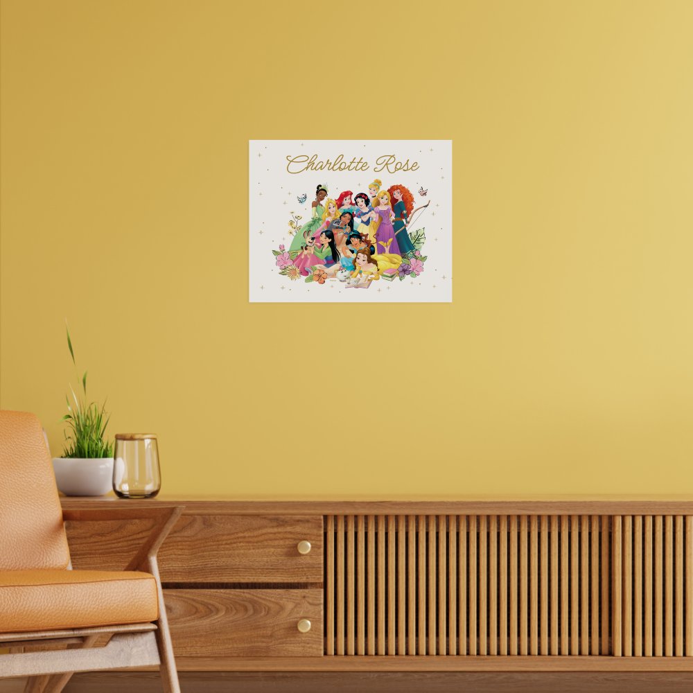 Personalized Disney Princess Floral Poster