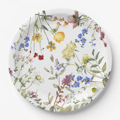 Modern Wildflower Garden Greenery Baby Shower Paper Plates