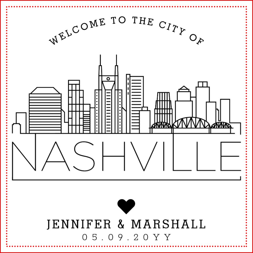 Nashville Wedding | Stylized Skyline Tote Bag