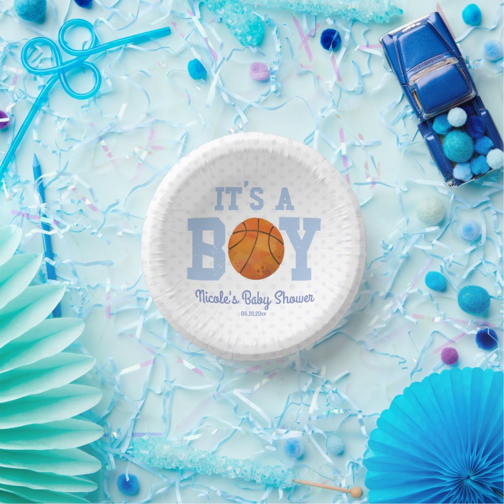 It's A Boy! Blue Basketball Baby Shower Paper Bowls