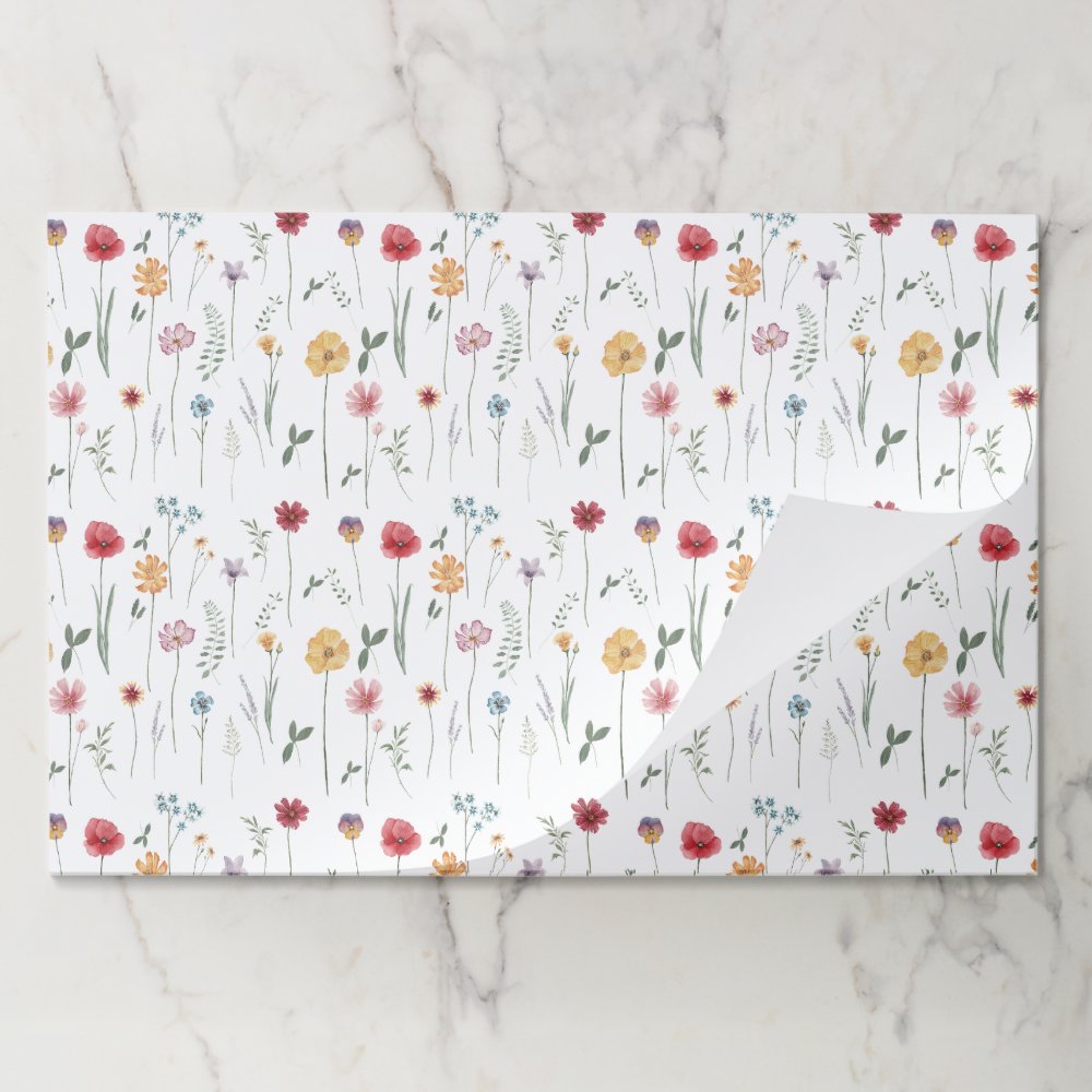 Painted Meadow Wildflower Pattern Paper Placemats