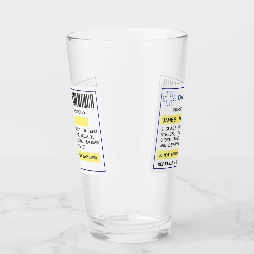 Personalized funny beer/cider prescription glass