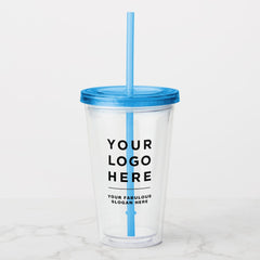 Custom Logo Acrylic Tumbler with Straw No Minimum