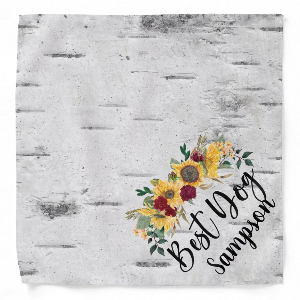 Best Dog Wedding Pet  Personalized Sunflower Wood Bandana