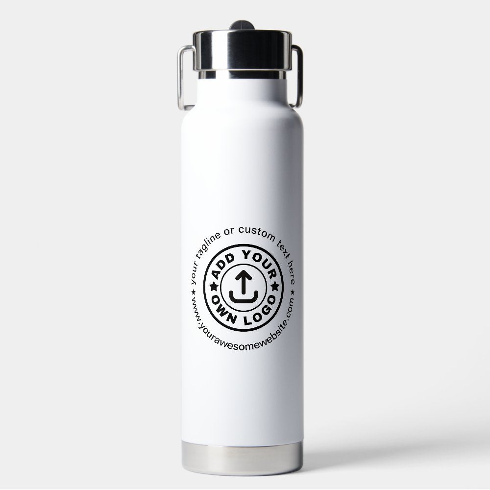 Simple Custom Company Business Logo Website Text  Water Bottle