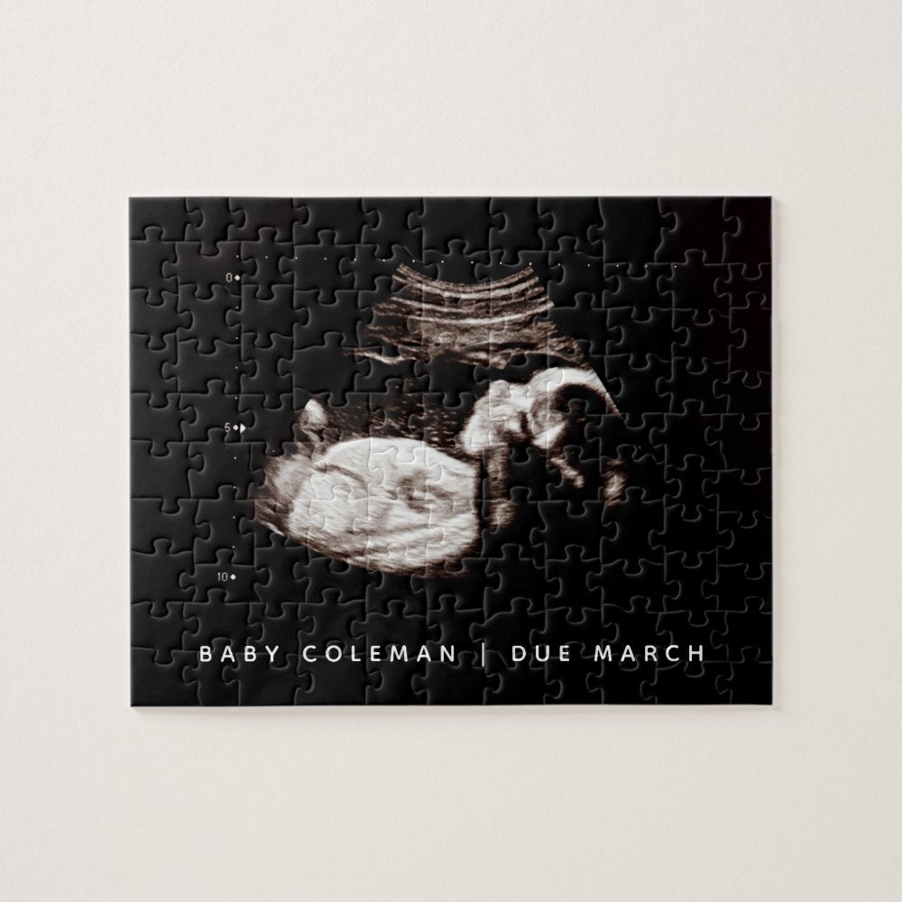 Pregnancy Announcement Sonogram Coming Soon Jigsaw Puzzle
