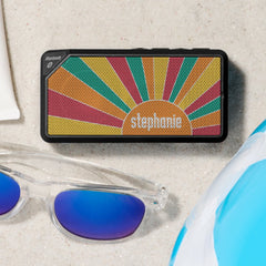 Retro stripe sunrise - monogram name bluetooth speaker