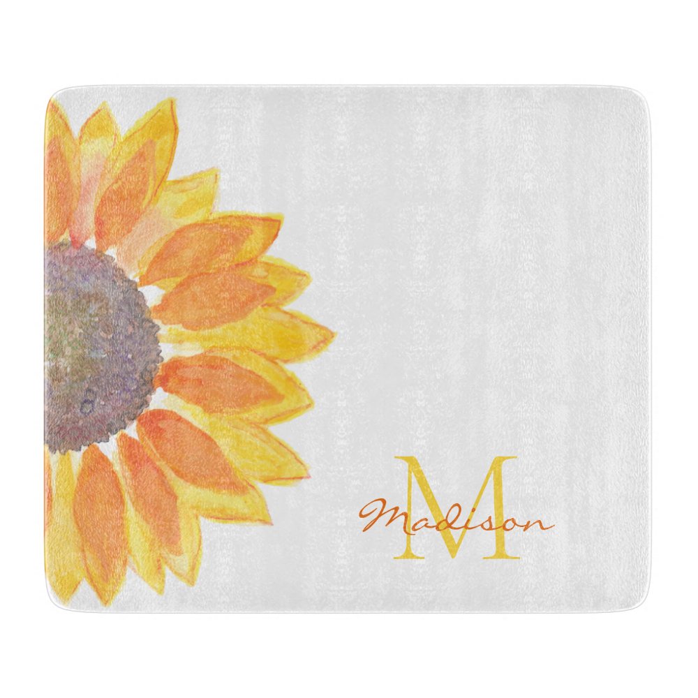 Sunflower Monogram Name Cutting Board