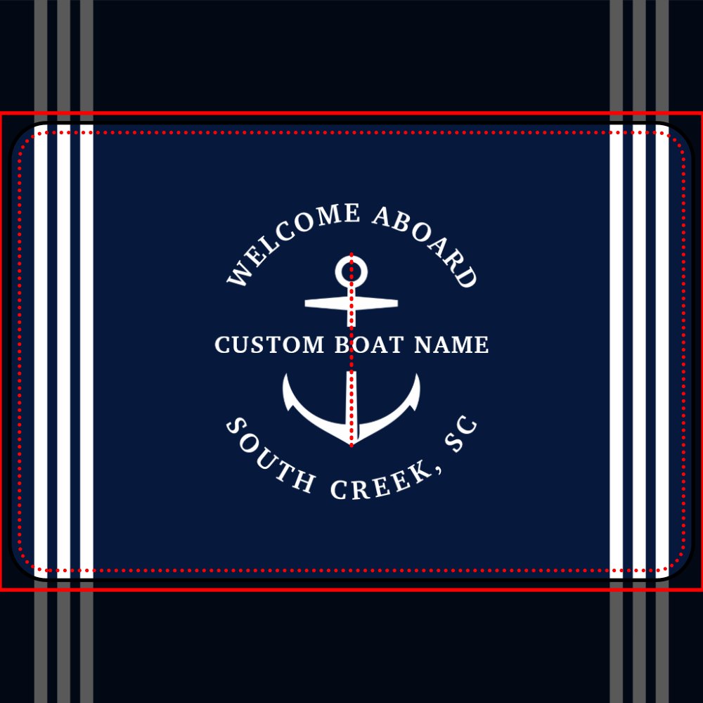 Modern Custom Boat Name Welcome Aboard Nautical Bath Mat