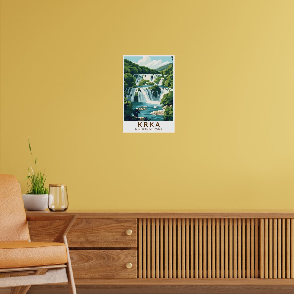 Krka National Park Croatia Illustration Travel Art Poster