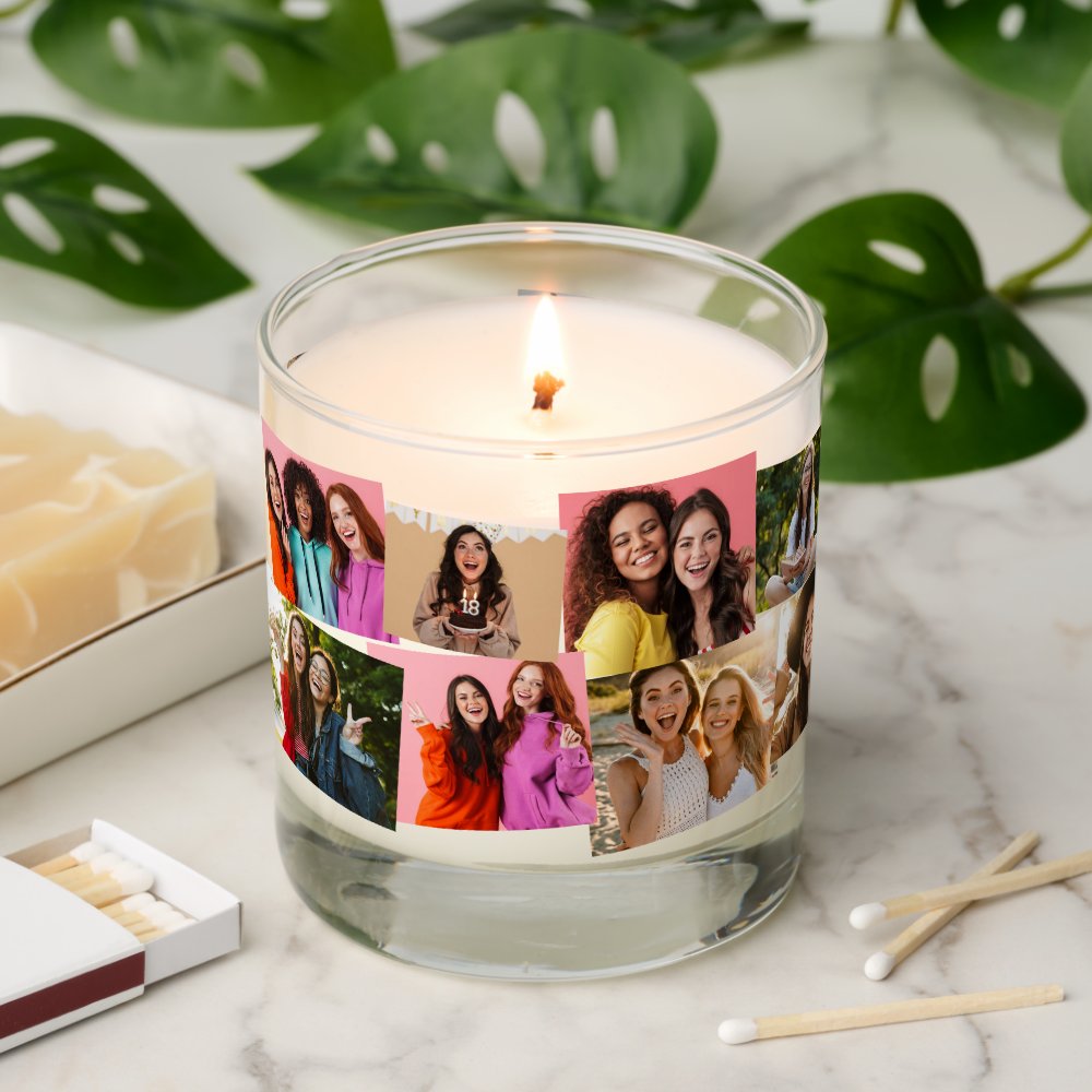14 photo collage fun custom text scented candle