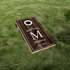 Family Monogram Dark Wood Cornhole Set
