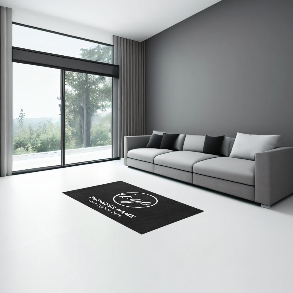 Simple Custom Logo Black Business Rug