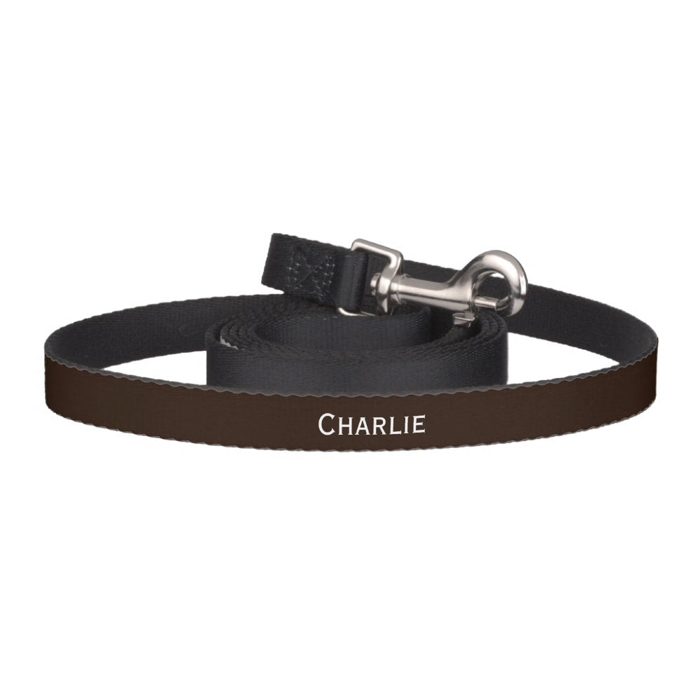 Custom Personalized Name Dark Brown Pet Leash