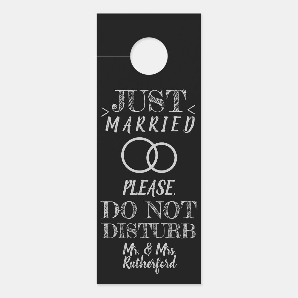 Chalkboard Just Married Do Not Disturb Door Hanger
