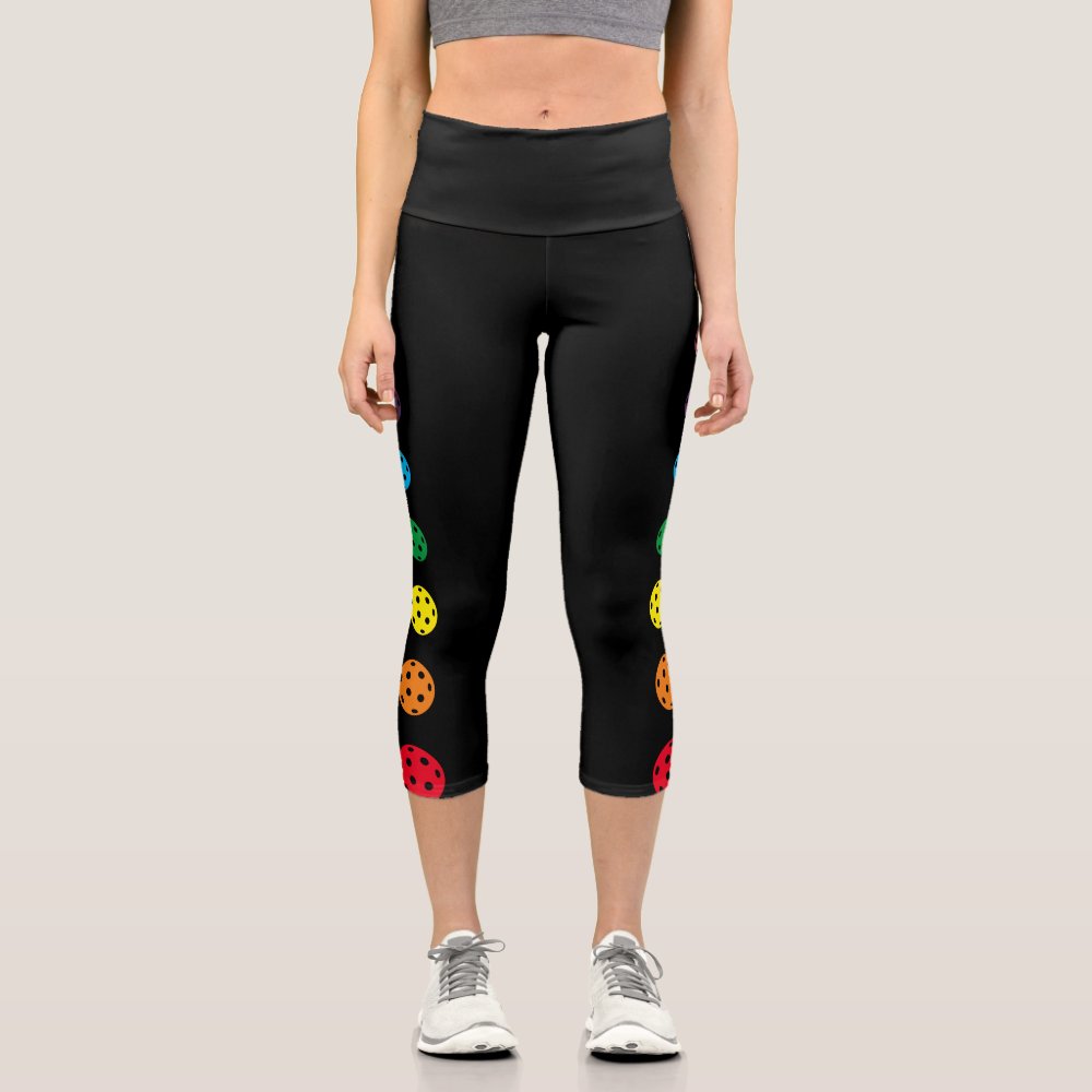 Pickleball Leggings Gray Rainbow Crop Capri
