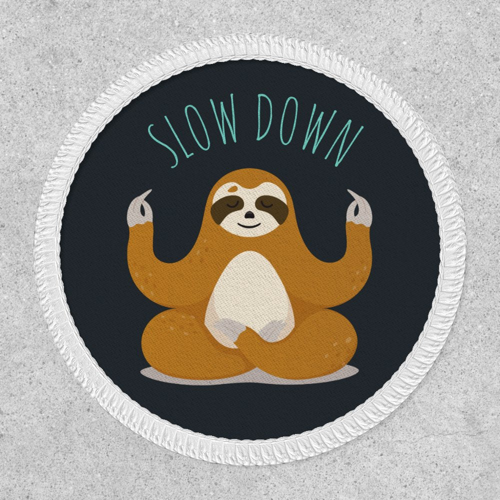 Sloth in Lotus Yoga Pose "Slow Down" Patch