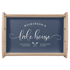 Modern Family Name Lake House Script Custom Serving Tray