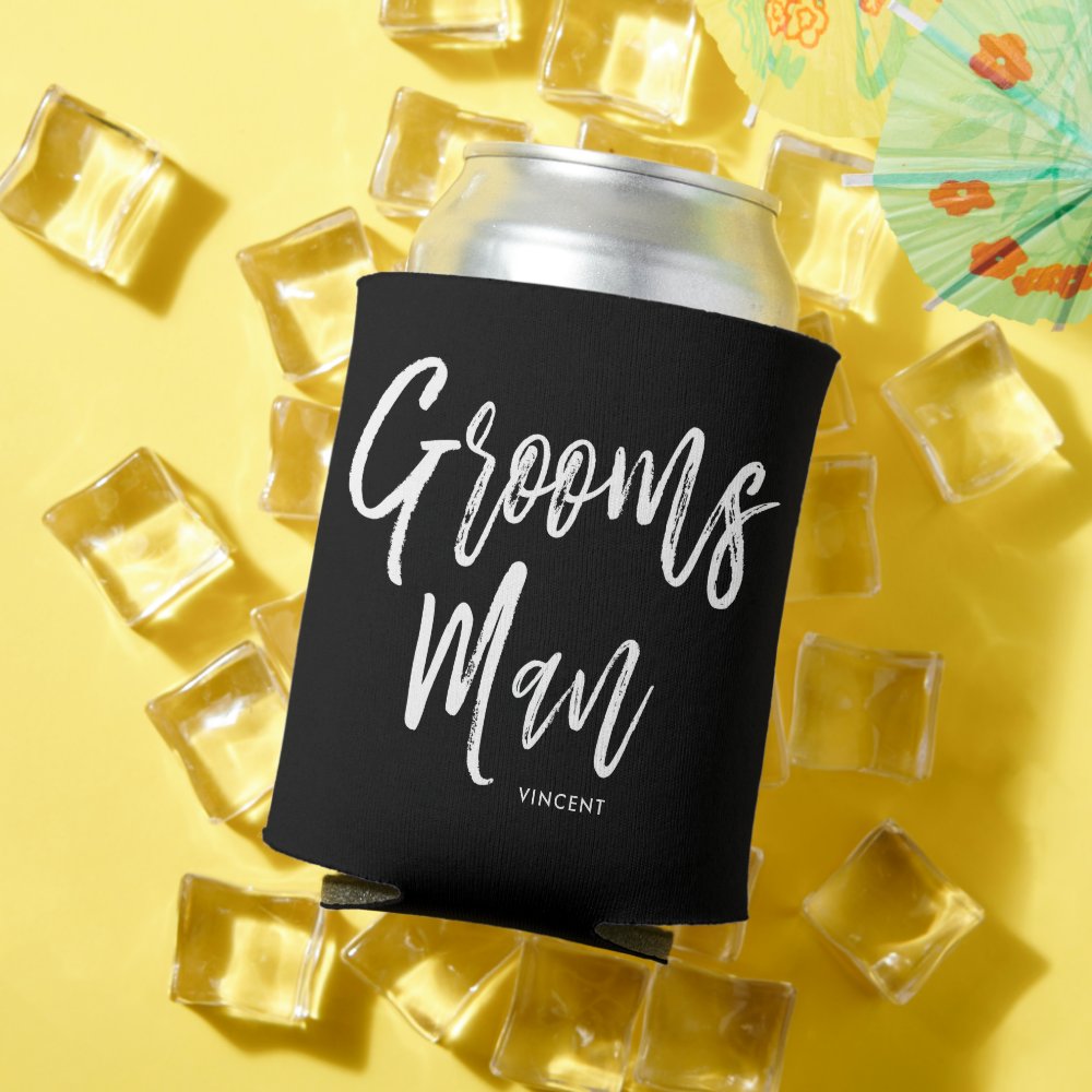Groomsmen | Script Style Custom Wedding Can Cooler