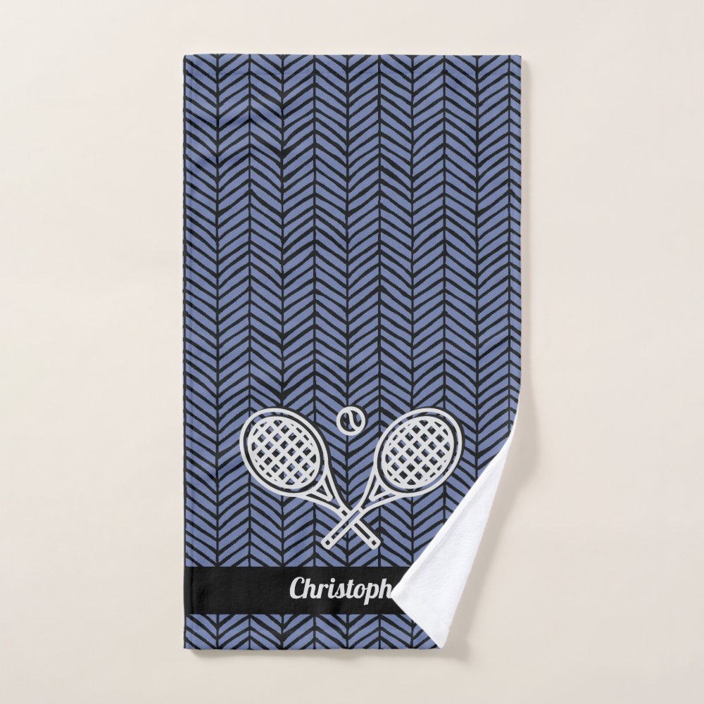 Tennis Theme Monogrammed Name Tennis Ball Hand Towel