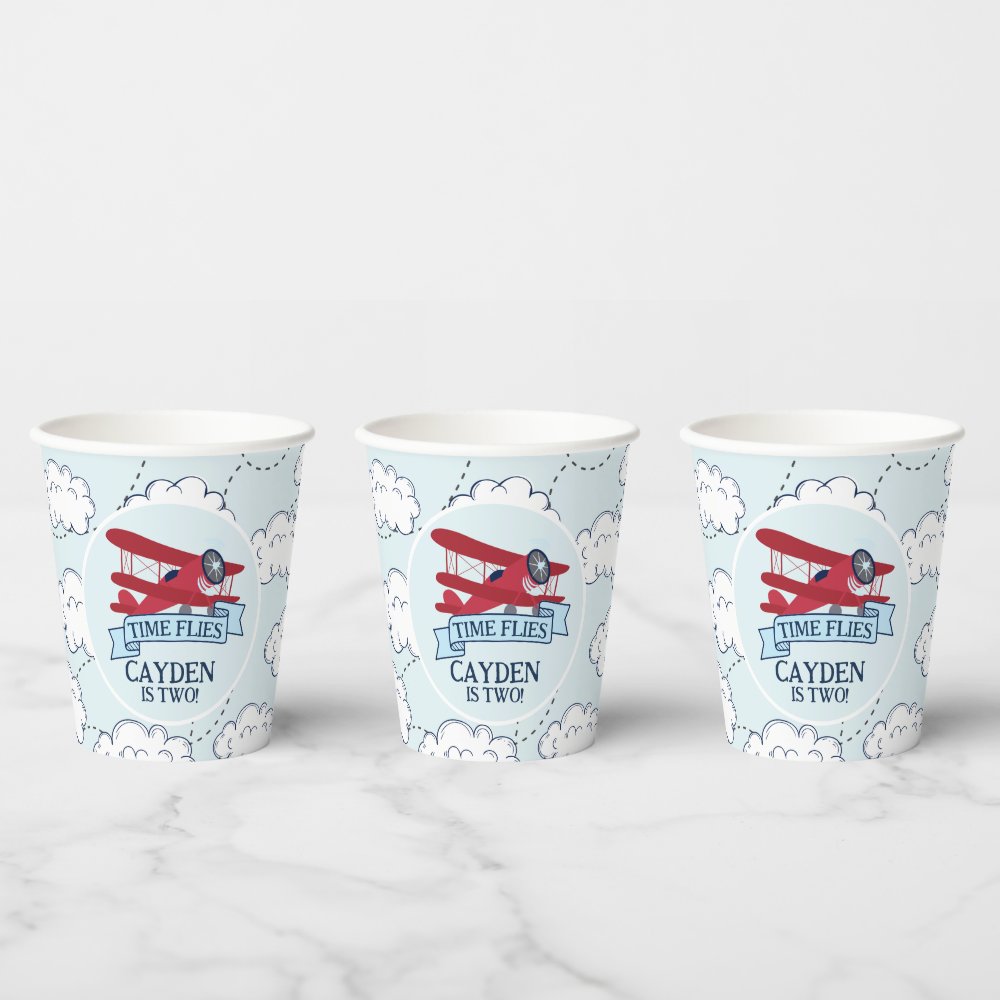 Time Flies Airplane Birthday Paper Cups